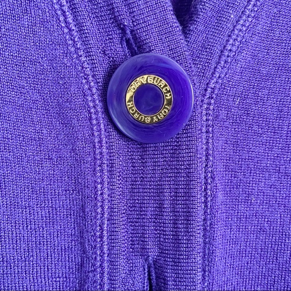 Tory Burch Simone Cardigan Long Sleeve Purple Small - Picture 3 of 6